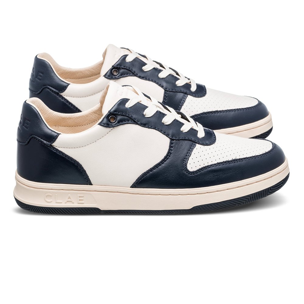 CLAE MALONE Shoes Womens USA085-J74 In Navy Leather Off White